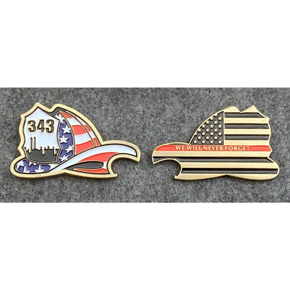 9/11 Helmet Challenge coin Gold Bottle opener FDNY 343 - New
